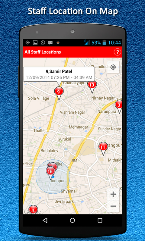 Employee Location on Map with Staff Care App
